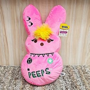 Peeps Plush Bunny • Pink •15" Tall Rock • Emo • Punk • Embroidered • NWT